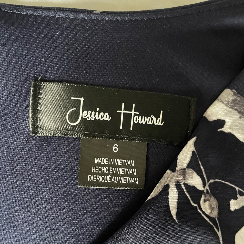 Jessica Howard Floral Navy Midi Dress, Size 6 - Picture 7 of 8